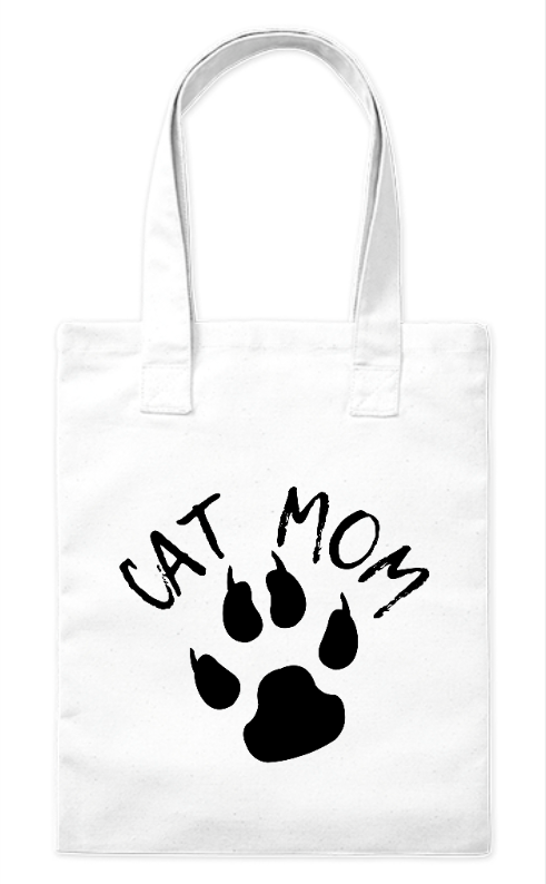 Torba bawełniana eko 220 g Bavenna „Cat Mom” z wizerunkiem kociej łapki z napisem kocia mama