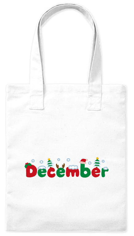 Torba bawełniana ekologiczna Bavenna „December” z napisem w zimowym stylu