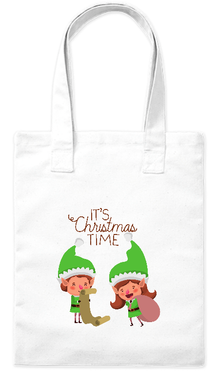 Torba bawełniana eko 220 g Bavenna „Elfy” z pomocnikami Mikołaja i napisem świątecznym