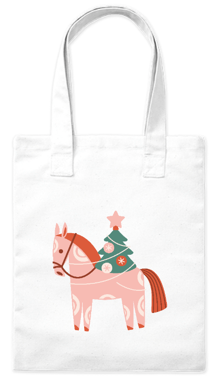 Wytrzymała torba z bawełny 220 g Bavenna „Koń z choinką” z koniem z choinką na grzbiecie