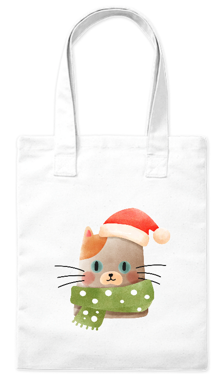 Torba z bawełny ekologiczna 220 g Bavenna „Kot w czapce i szaliku” z kotem w czapce i szaliku