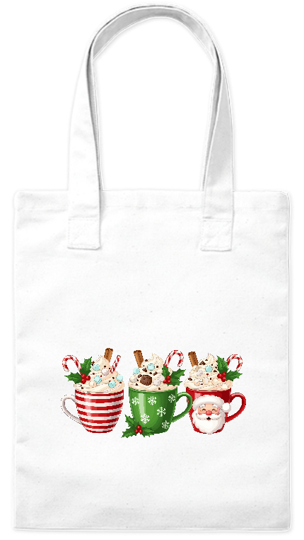 Torba z grubej bawełny 220 g Bavenna „Kubki z bitą śmietaną” z 3 kubkami świątecznymi wypełnionymi bitą śmietaną