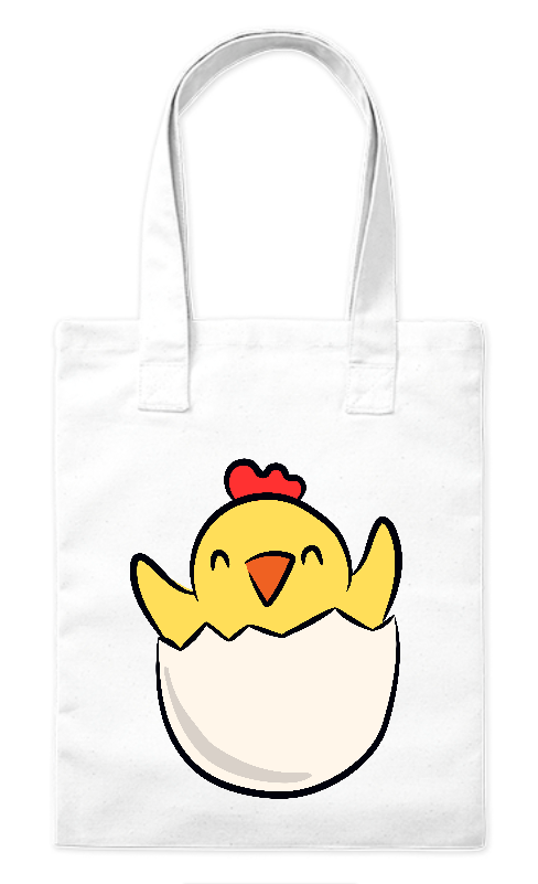 Torba bawełniana eko 220 g Bavenna „Kurczaczek niespodzianka”  z kurczakiem w skorupce jajka