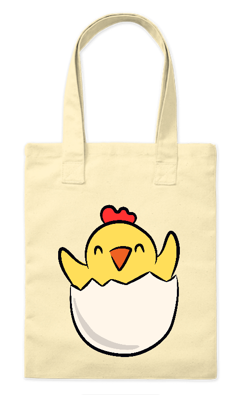 Torba z bawełny 220 g Bavenna „Kurczaczek niespodzianka”  w kolorze naturalnym