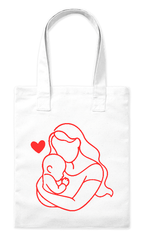 Torba bawełniana eko 220 g Bavenna „Matczyna Miłość” z wizerunkiem mamy z dzieckiem i sercem