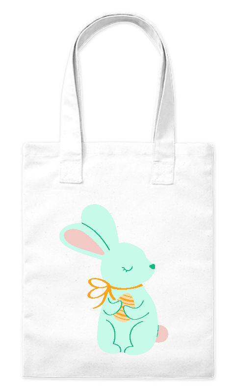 Torba bawełniana eko 220 g Bavenna „Miętowy marzyciel” z zajączkiem trzymającym pisankę