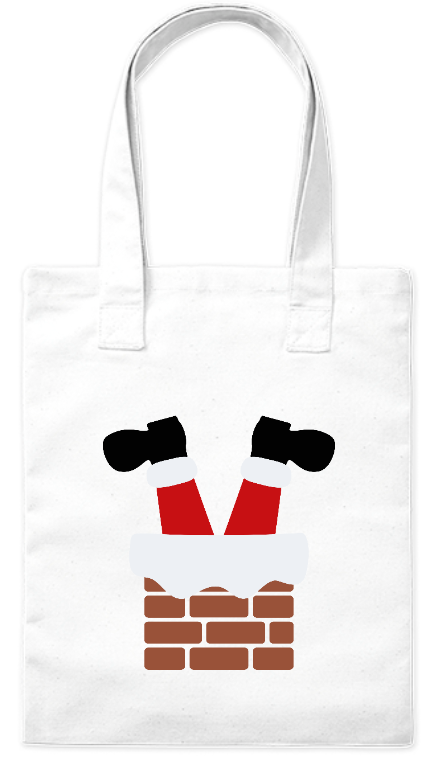 Torba bawełniana eko 220 g Bavenna „Mikołaj w kominie” z widocznymi nogami Mikołaja w kominie