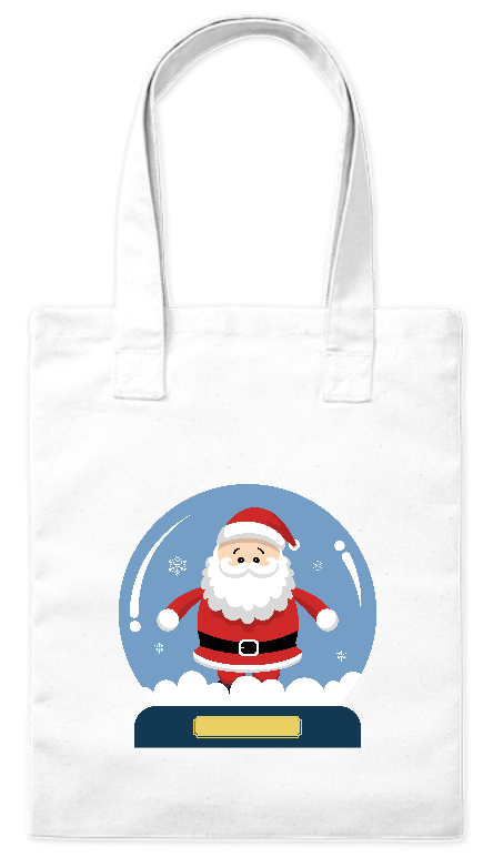 Torba bawełniana eko 220 g Bavenna „Mikołaj w śnieżnej kuli” z mikołajem w ozdobnej śnieżnej kuli 