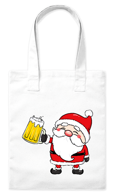 Torba bawełniana eko 220 g Bavenna „Mikołaj z kuflem” z Świętym Mikołajem trzymający  pełen kufel