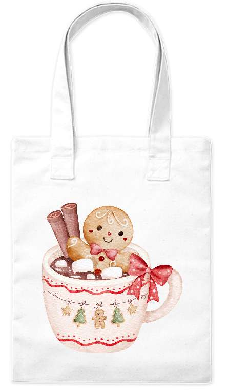 Torba bawełniana eko 220 g Bavenna „Pierniczek w filiżance” z pierniczkiem zanurzonym w filiżance