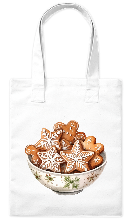 Torba z grubej bawełny z nadrukiem Bavenna „Pierniczki w misce” z piernikami w ozdobnej misce