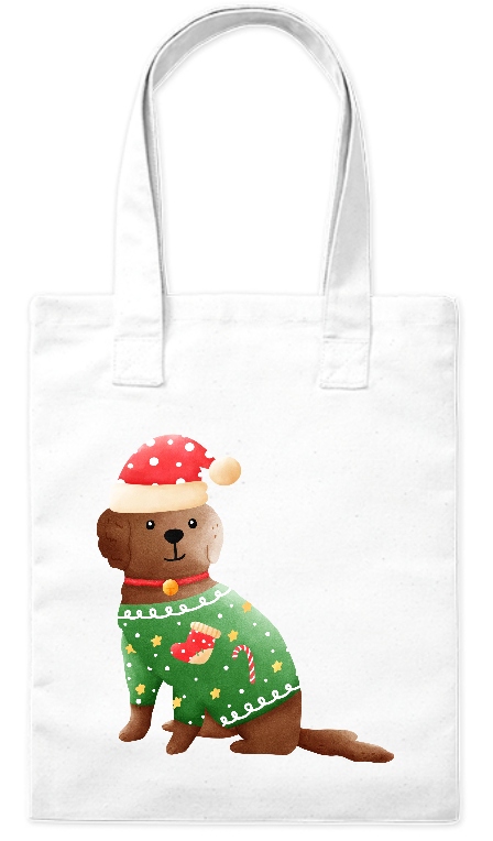 Torba bawelniana eko 220 g Bavenna „Pies w czapce Świętego Mikołaja