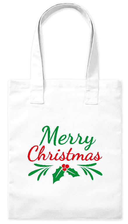 Ekologiczna torba na zakupy z bawełny 220 g Bavenna „Świąteczna Klasyka” z napisem marry christmas