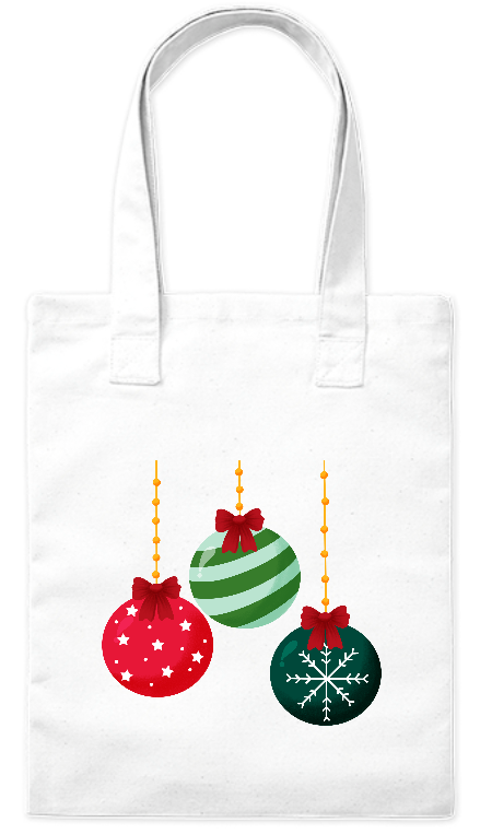Torba bawełniana eko 220 g Bavenna „Świąteczne bombki” z świątecznymi bombkami