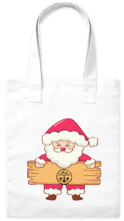 Torba ekologiczna z grubej bawełny 220 g Bavenna „Święty Mikołaj z tabliczką” z Świętym Mikołajem