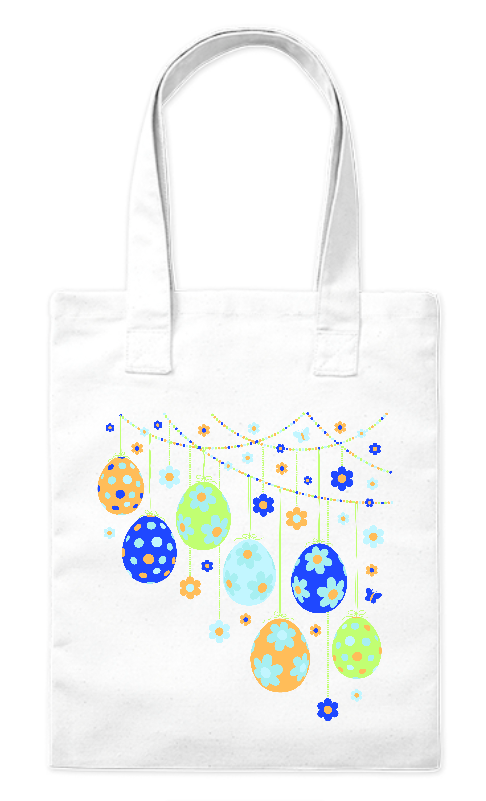 Torba bawełniana eko 220 g Bavenna „Wielkanocna girlanda” z wiszącymi pisankami
