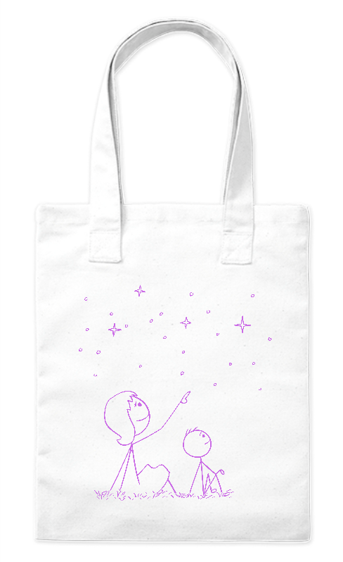 Torba bawełniana eko 220 g Bavenna „Wspólne marzenia” z mamą i dzieckiem oraz gwiazdami