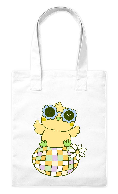 Torba bawełniana eko 220 g Bavenna „Wyluzowany Kurczaczek” z kurczakiem w okularach na pisance