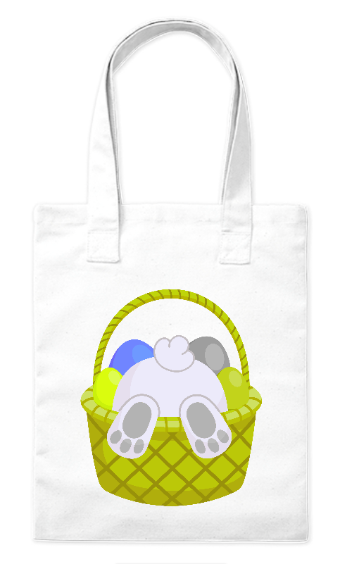 Torba bawełniana eko 220 g Bavenna „Zajęczy nurek” z zającem nurkującym w koszyku wielkanocym