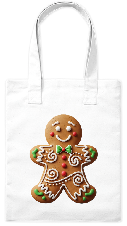 Torba bawełniana eko 220 g Bavenna „Piernikowy ludzik” z świątecznym pierniczkiem w stylu Shreka