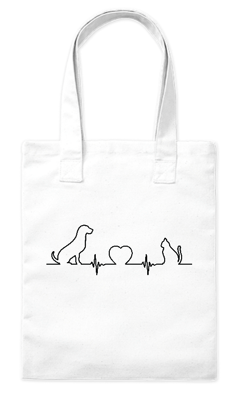 Torba bawełniana eko puls pies i kot Bavenna biała