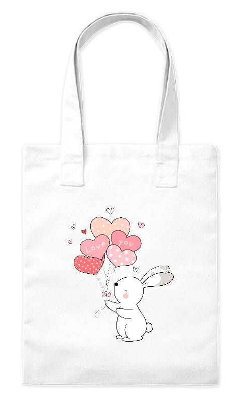 Torba bawełniana królik z balonami Bavenna biała